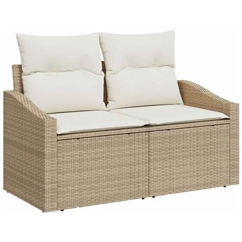 Set Divano Giardino 5 Pezzi con Cuscini Beige Polyrattan Acacia - Foto 1