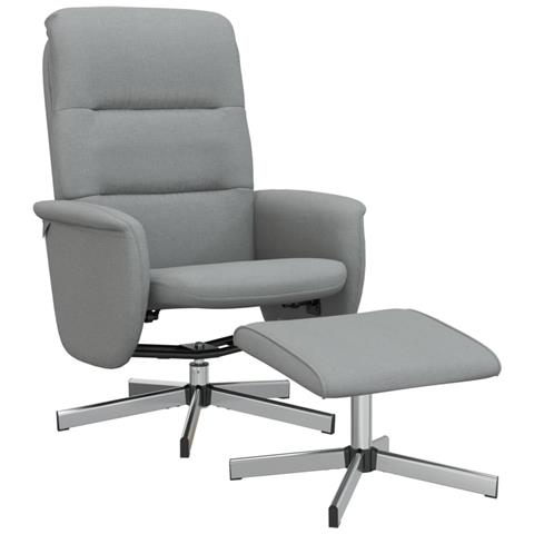 Poltrona Reclinabile con Poggiapiedi Grigio Chiaro in Tessuto - Foto 1
