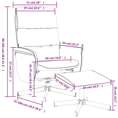 Poltrona Reclinabile con Poggiapiedi Grigio Chiaro in Tessuto - Foto 9