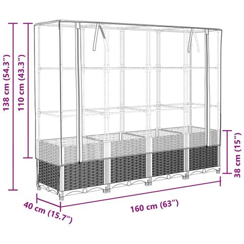 Letto Rialzato con Copertura Serra Effetto Rattan 160x40x138 cm - Foto 9