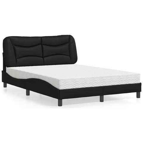 Letto con Materasso Nero 120x200 cm in Similpelle - Foto 2