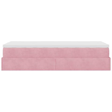 Struttura Letto Pouf con Materasso Rosa 100x200 cm Velluto - Foto 9