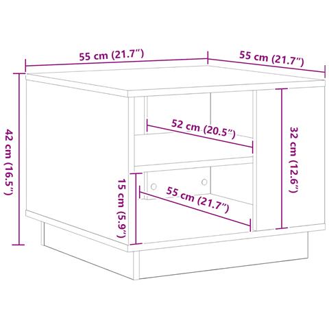 Tavolino da caffè in rovere nero 55x55x42 cm realizzato in legno ingegnerizzato - Foto 9