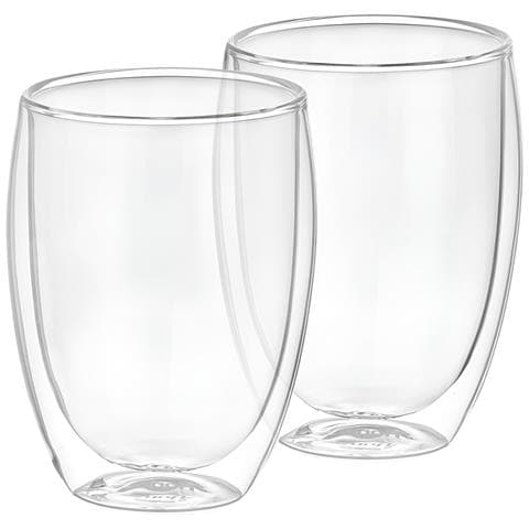 Set Di 2 Bicchieri Per Bevande A Doppia Parete Da 350 Ml In Vetro Borosilicato, Trasparente - Foto 1