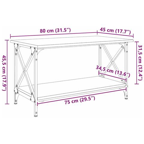 Tavolino da salotto rovere artigianale 80 x 45 x 45.5 cm - Foto 9