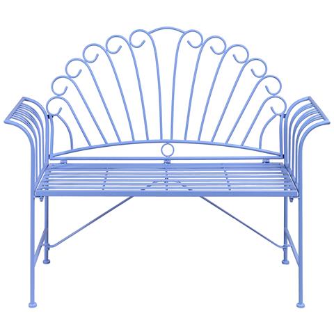 Panchina Da Giardino Cavinia 125 Cm Metallo Azzurro - Foto 2