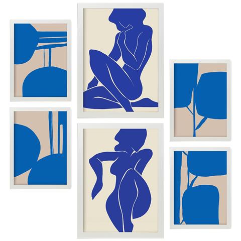 Set Di 6 Stampe Mettle Body 2 In Dipinti Decorativi Estetici Astratti Femminili Per Il Tuo Soggiorno Di Casa A3 & A4 Cornice Bianca - Foto 1