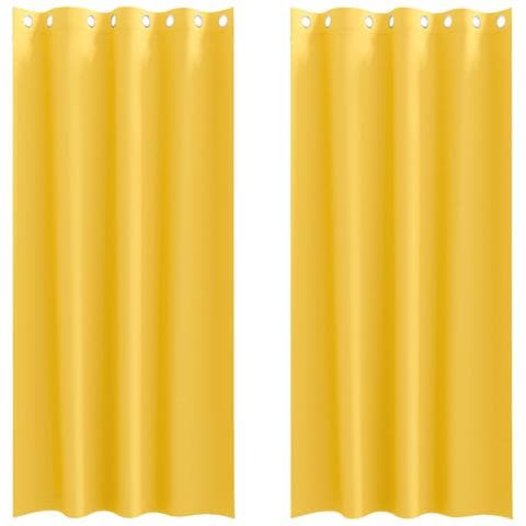 Tende con tende 2 pcs giallo senape Poliestere - Foto 1