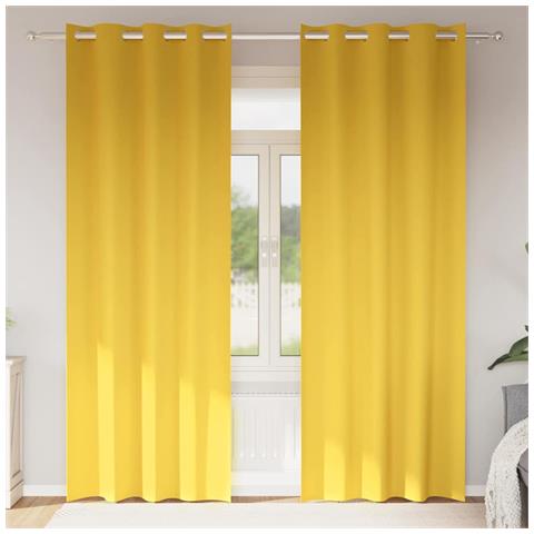 Tende con tende 2 pcs giallo senape Poliestere - Foto 2
