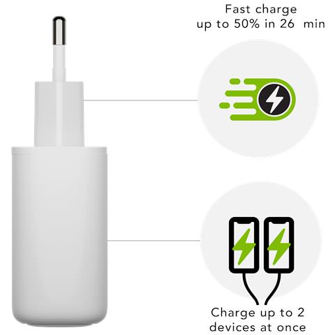 CH20EUWH7122 Caricabatterie per dispositivi mobili Universale Bianco AC Ricarica rapida Interno - Foto 6