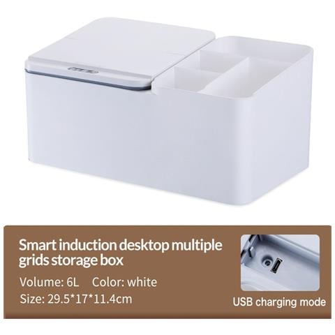 Dispenser Elettrico Intelligente Per Fazzoletti Con Sensore - Ricaricabile Usb E Portaoggetti Multi-scomparto Grey - Foto 6