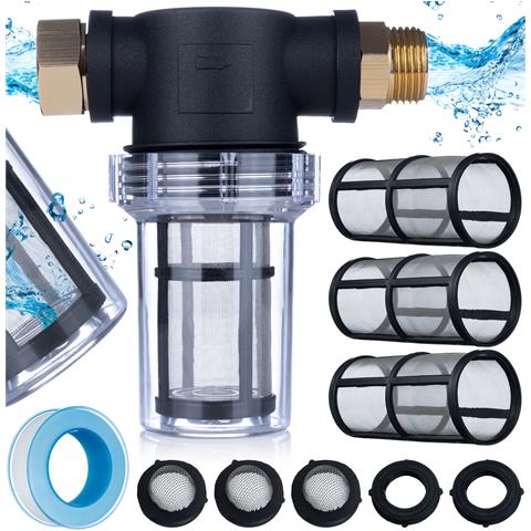 Filtro Acqua 3/4"" F-m 40 Micron - Metallo, 10 Bar | Alta Qualità, Facile Pulizia | Per Irrigazione, Fontane, Protezione Dispositivi - Foto 1