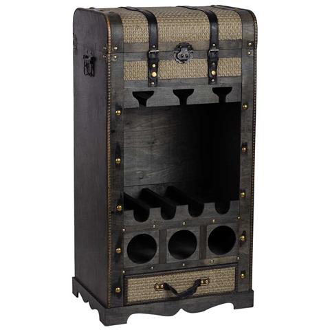 Baul Porta Bottiglie In Legno Marrone 44x30x85h Cm - Foto 1
