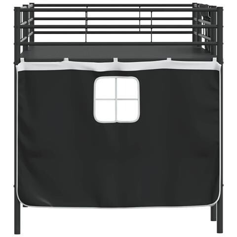 Struttura del Letto Loft per Bambini con Tendine Nero - Foto 9