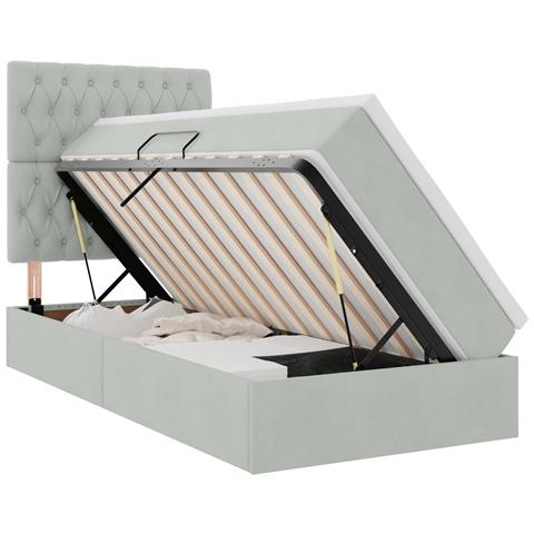 Letto con contenitore e materasso Grigio chiaro 90 x 190 cm - Foto 1