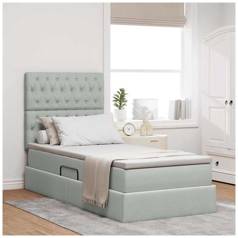 Letto con contenitore e materasso Grigio chiaro 90 x 190 cm - Foto 2