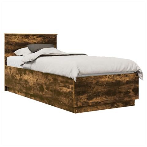 Struttura del letto Rovere fumé 100 x 200 cm Legno multistrato - Foto 1