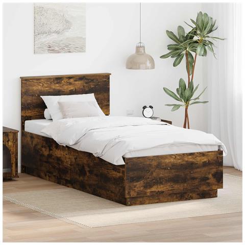 Struttura del letto Rovere fumé 100 x 200 cm Legno multistrato - Foto 2