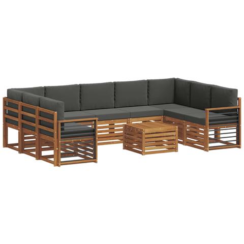 Set divani 10 pcs Naturale e Antracite Legno di Acacia Massello - Foto 1