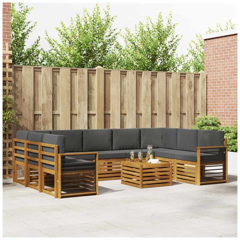 Set divani 10 pcs Naturale e Antracite Legno di Acacia Massello - Foto 2