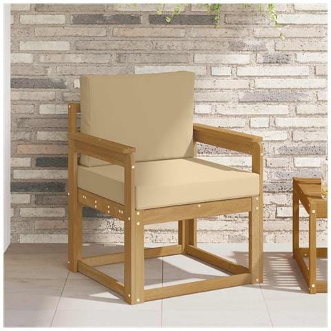 2 Pezzo Set di divani da esterno Poliestere Bianco e Beige - Foto 2