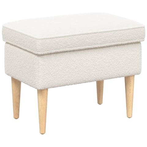 Poggiapiedi Crema 55 x 35 x 41 cm Bouclé - Foto 1