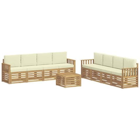 Set di divani da esterno 9 pcs Bianco e Crema 59 x 59 x 37 cm - Foto 1