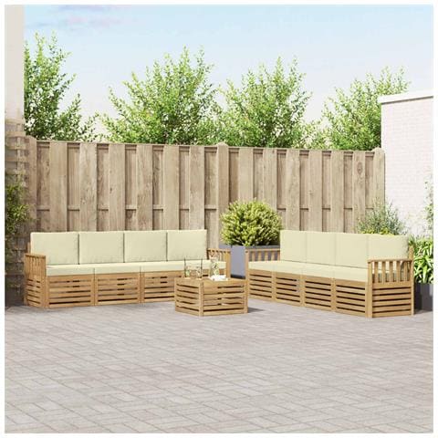Set di divani da esterno 9 pcs Bianco e Crema 59 x 59 x 37 cm - Foto 2