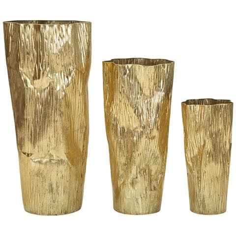 Set 3 Portavasi Glolly Oro In Ferro Dalle Linee Slanciate - Foto 2