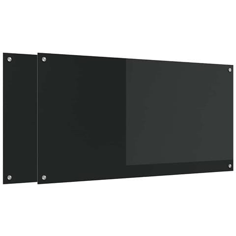 Schienale da cucina 2 pcs Nero 120 x 60 cm vetro temperato - Foto 1