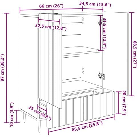 Credenza Bianco 66 x 34,5 x 97 cm Legno ingegnerizzato - Foto 9