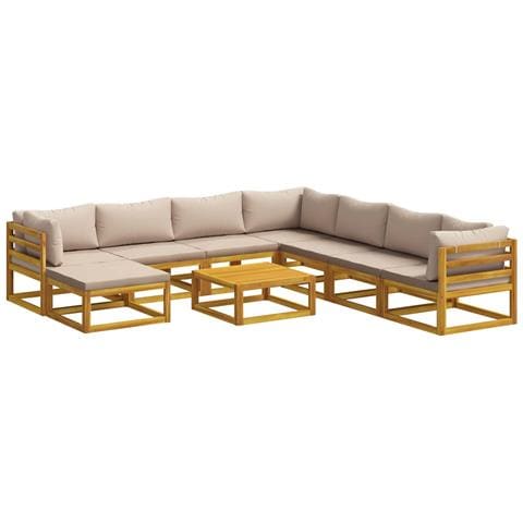 Set di divani 9 pz Naturale Legno di Acacia Massello - Foto 1