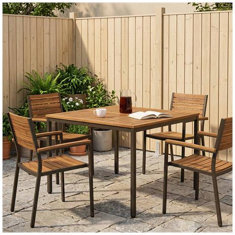 Tavolo da cena da giardino Naturale e Caffè 110 x 108,5 x 75 cm - Foto 2