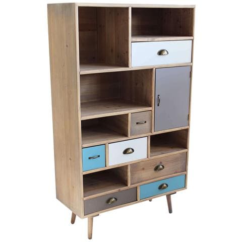 Mobiletto 6 Ripiani 1 Anta 7 Cassetti 80 X 36,5 X 139 Per Interno Camera Cameretta Salotto Ingresso Cucina - Foto 1