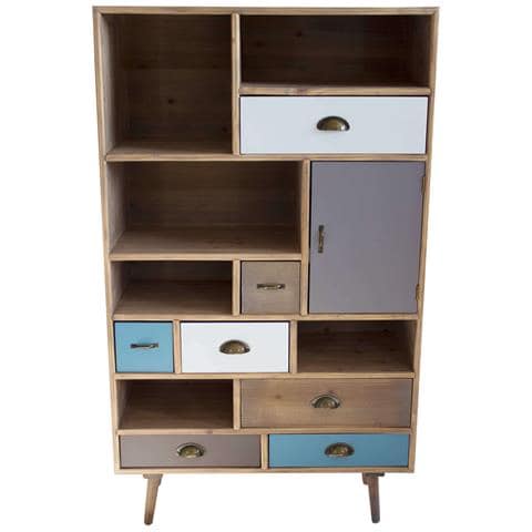 Mobiletto 6 Ripiani 1 Anta 7 Cassetti 80 X 36,5 X 139 Per Interno Camera Cameretta Salotto Ingresso Cucina - Foto 4