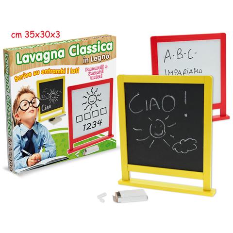 Lavagna Double Face Con Base Gessi, Spugna, Penna 29x31x3 Cm - Foto 1