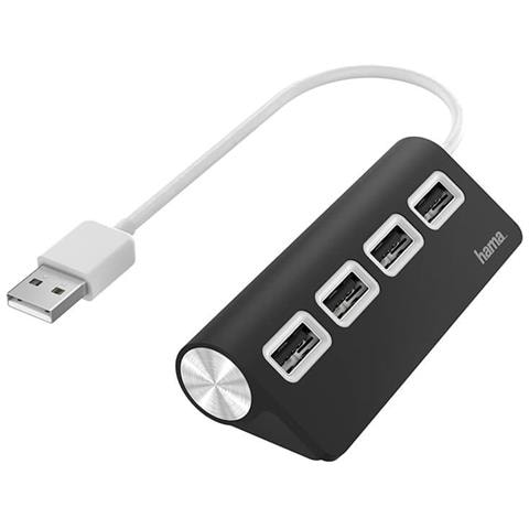 Hub Usb 2.0 Da Tavolo, 4 Porte, Cavo Integrato, Nero (External 4-port Usb 2.0 Hub, Usb Powered, Black) - Foto 2