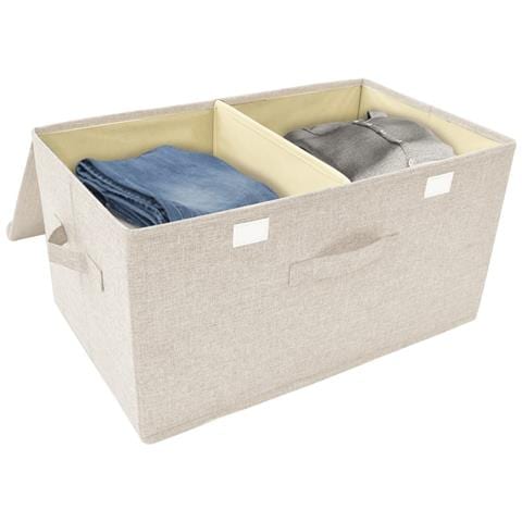 Scatole Portaoggetti 2pz in Tessuto 50x30x25 cm Crema - Foto 2