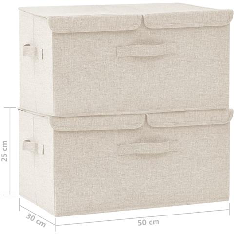 Scatole Portaoggetti 2pz in Tessuto 50x30x25 cm Crema - Foto 10