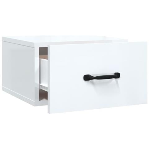 Comodino A Muro Bianco Lucido 35x35x20 Cm - Foto 7