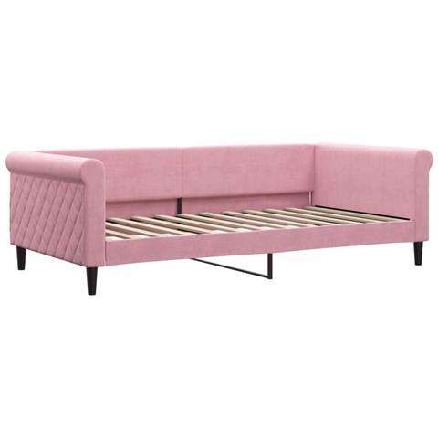 Divano Letto Con Materasso Rosa 100x200 Cm In Velluto - Foto 2