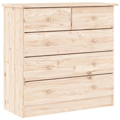 Cassettiera ALTA 77x35x73 cm in Legno Massello di Pino - Foto 1