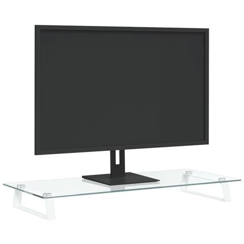 Supporto per Monitor Bianco 80x35x8cm Vetro Temperato e Metallo - Foto 3