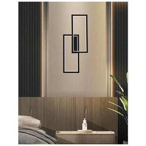 Applique Led Luce Bianca Calda Naturale Lampada Da Parete Rettangolare 32 W Nero - Foto 1