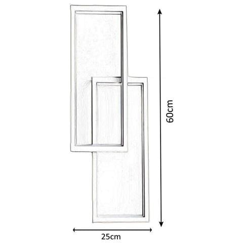 Applique Led Luce Bianca Calda Naturale Lampada Da Parete Rettangolare 32 W Nero - Foto 6