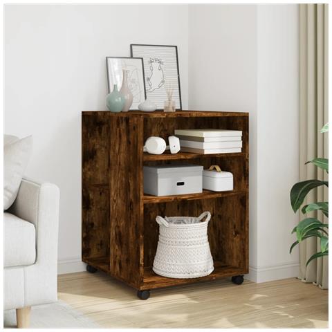 Tavolino Con Ruote Rovere Fumo 55x60x78 Cm In Truciolato - Foto 1