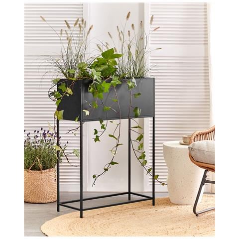 Vaso Per Piante Rialzato Tapien Metallo 70 Cm Nero - Foto 1