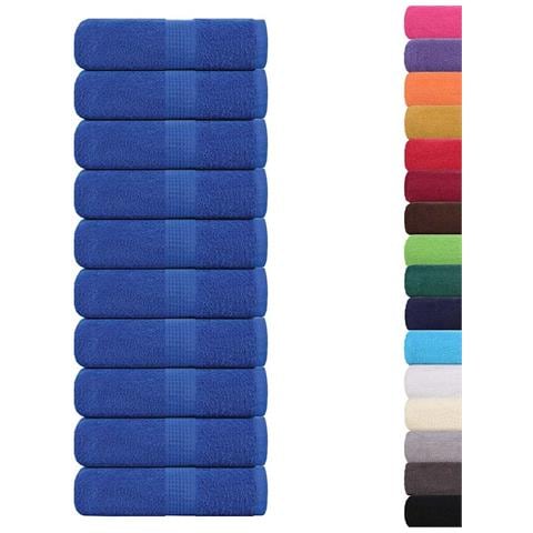 Asciugamani Ospiti 10 Pz Blu 30x50 Cm 360 G /m 100% Cotone - Foto 2