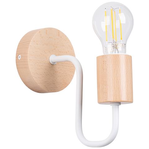 Lampada Da Parete Timbo Bianco Sl. 1664 - Soppalco Lampada Da Parete Bianco /legno Naturale 18.5x8x19 Cm - Foto 1