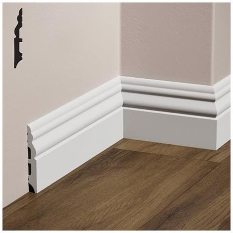 Battiscopa Ducale In Polimeri Feelingwood-hd 127x14mm - Bianco (prezzo Al Metro) - Foto 1